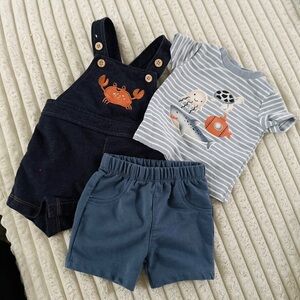 Navy Blue Kids Overalls and Shorts Set